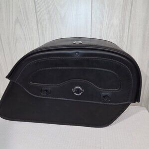 Viking Motorcycle Saddlebag. Universal.  Black Hard Leather. Key Lock. NO Key